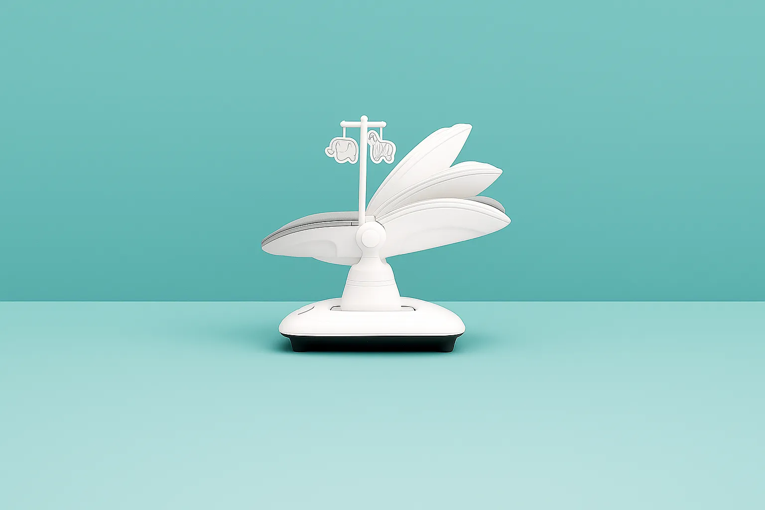 Mecedora eléctrica blanca para bebé con respaldo reclinable y juguetes colgantes Baby Cam