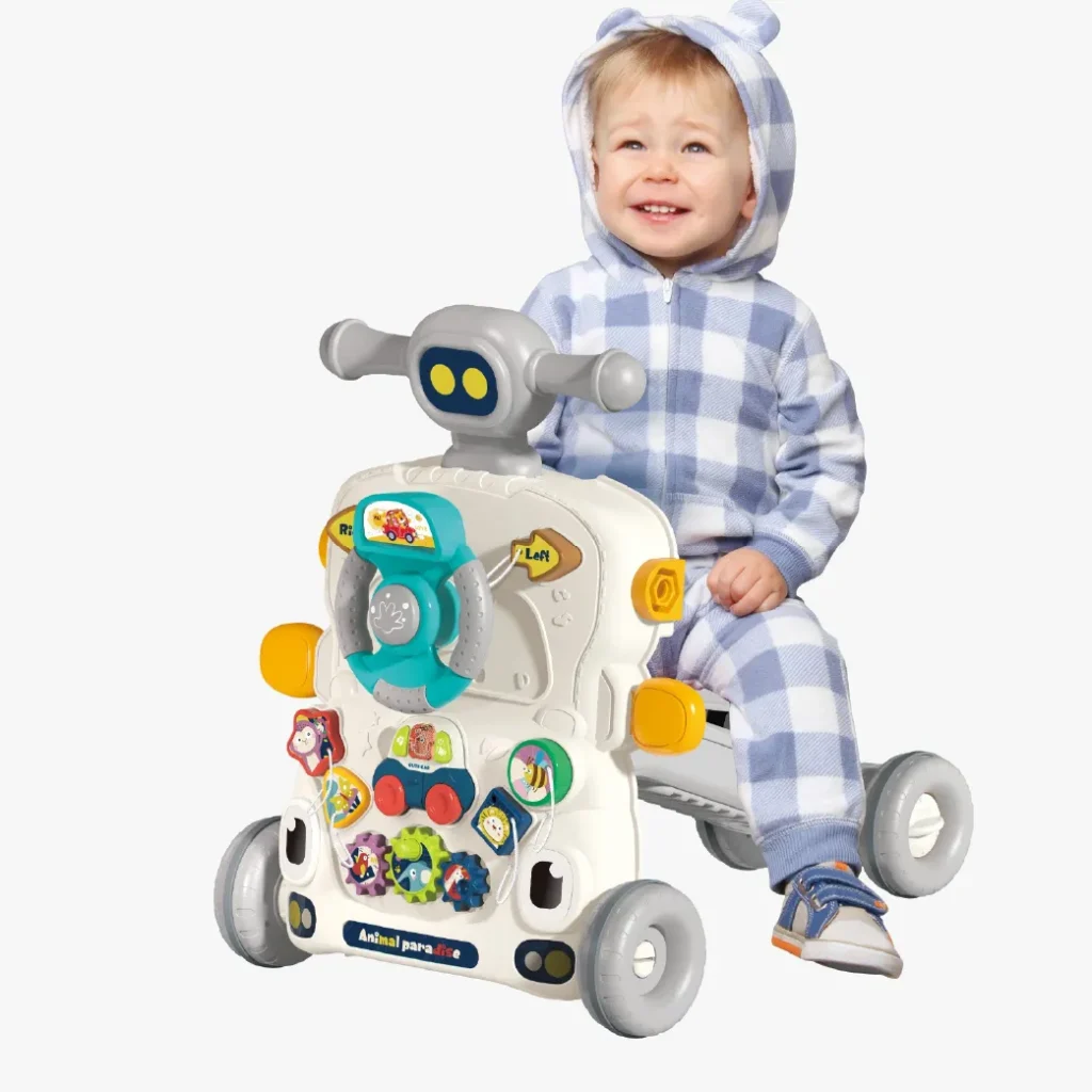 Andador montable para bebé Animal Paradise con juegos interactivos y volante