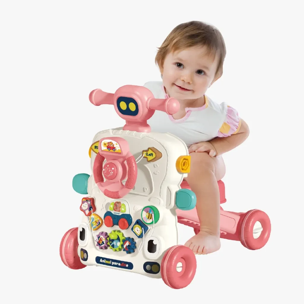 Andador montable para bebé Animal Paradise con juegos interactivos y volante