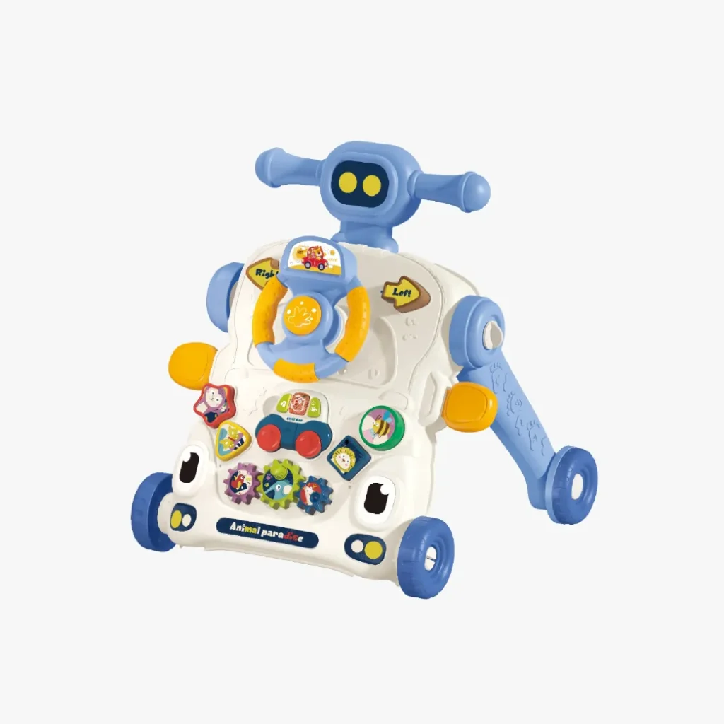 Andador y mesa de actividades para bebé Animal Paradise en color azul con juegos interactivos