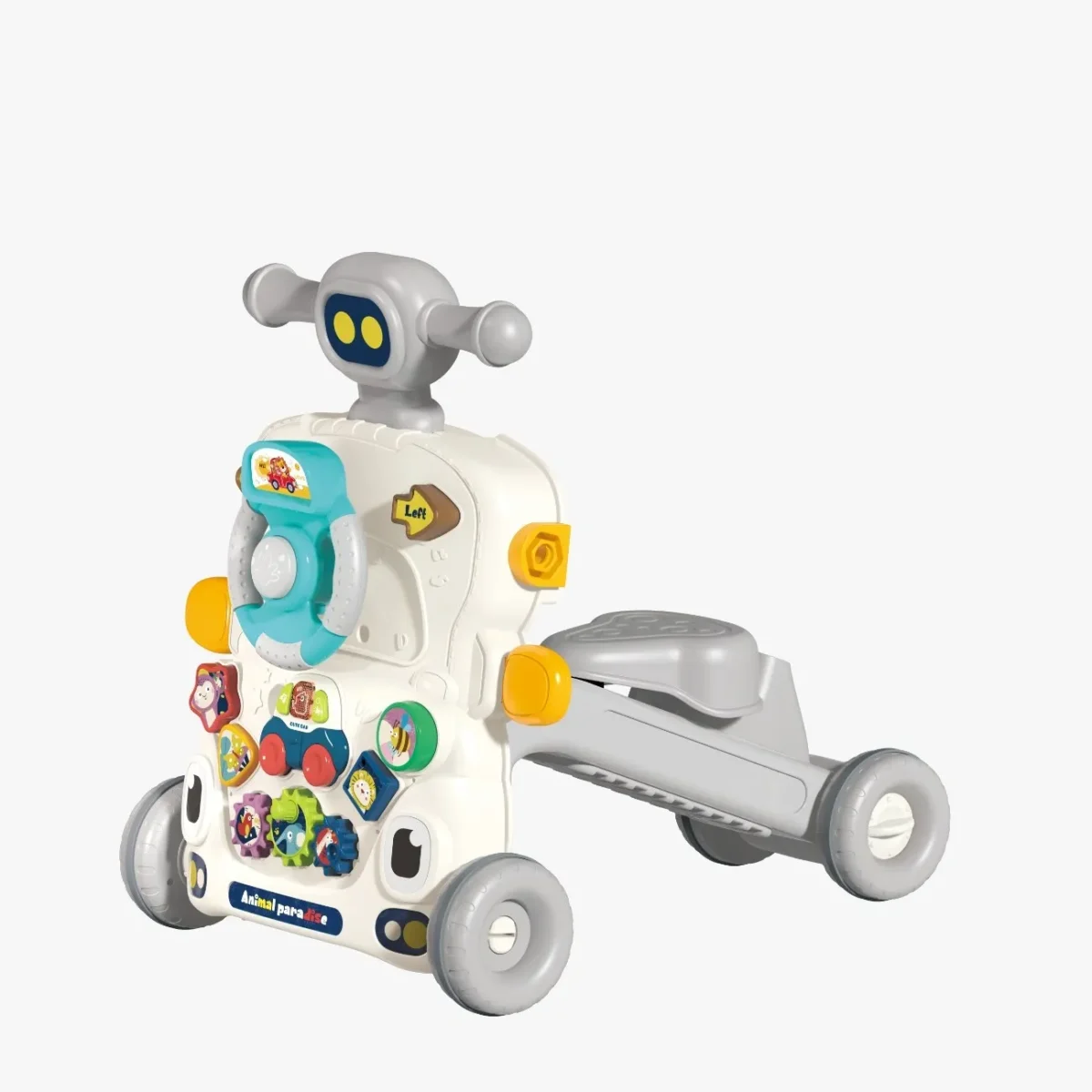 Andador 6 en 1 Animal Paradise para bebé, con volante, asiento y panel de actividades