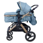 Coche de bebé tipo travel system en color celeste con portabebé desmontable