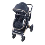 Coche de bebé tipo travel system en color negro con portabebé desmontable