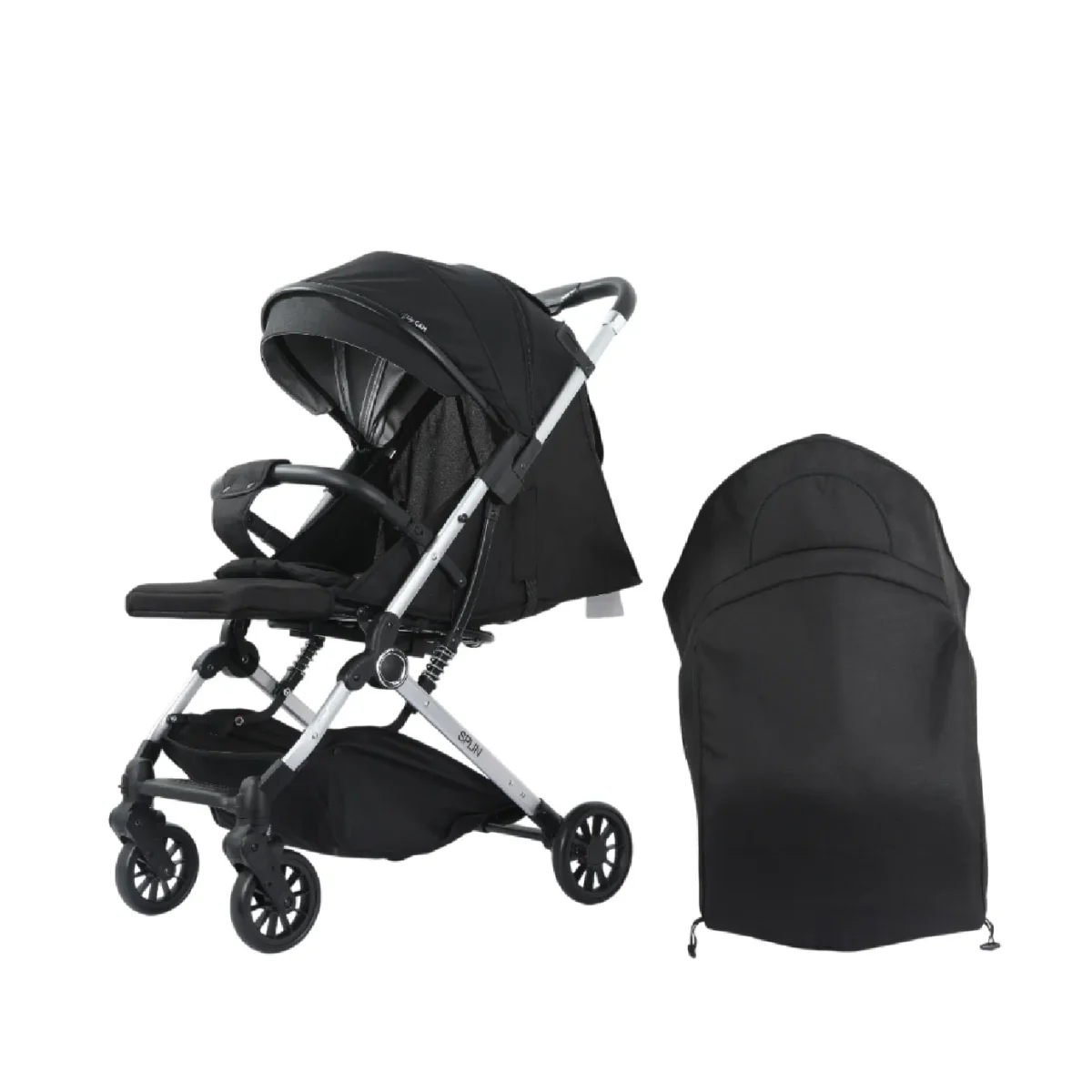 Coche de paseo Baby Cam modelo Splin color negro con estructura resistente y diseño elegante