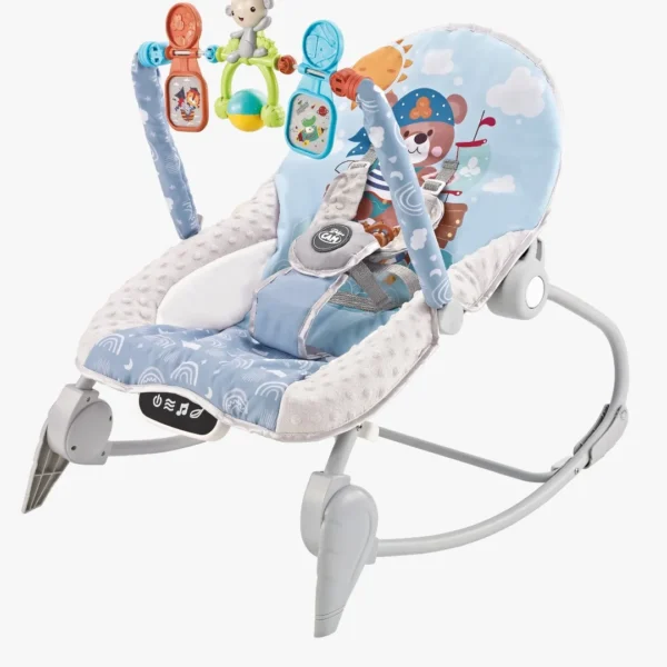 silla Bouncer Baby Cam con vibración, bandeja desmontable, música y diseño colorido