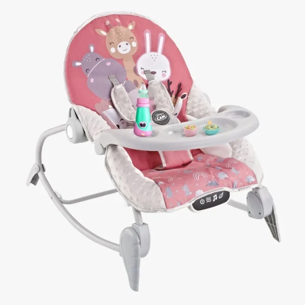 silla Bouncer Baby Cam con vibración, bandeja desmontable, música y diseño colorido
