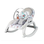 Baby bouncer Baby Cam celeste con juguetes colgantes y diseño de animales