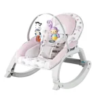 Baby bouncer Baby Cam rosado con juguetes colgantes y diseño de animales