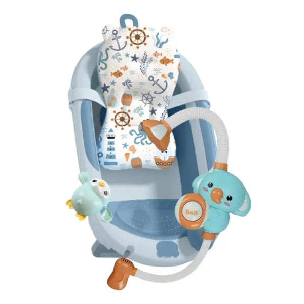 tina bañera para bebé modelo Aquabú con juguetes interactivos y soporte ergonómico