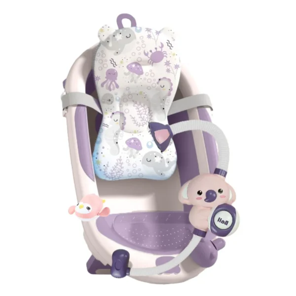tina bañera para bebé modelo Aquabú con juguetes interactivos y soporte ergonómico