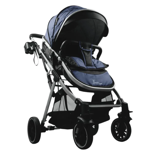 Coche de paseo para bebé Ibiza azul de Baby Cam con toldo y canastilla