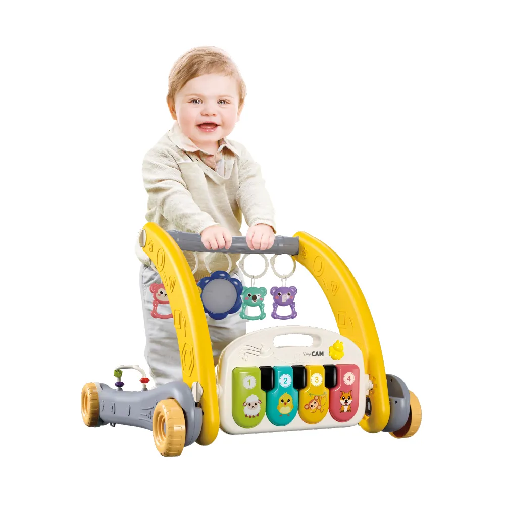 Andador Gimnasio 2 en 1 Baby Cam gris – Musical y Educativo