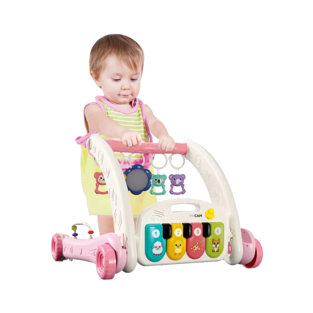 Andador Gimnasio 2 en 1 Baby Cam rosado – Musical y Educativo