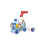 Tren montable Baby Cam azul con juegos interactivos y sonidos.