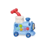 Tren montable Baby Cam azul con juegos interactivos y sonidos.