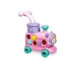 Tren montable Baby Cam rosado con juegos interactivos y sonidos.