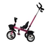 Triciclo para bebé Baby Cam color fucsia con manija de empuje, asiento ergonómico, canastilla y ruedas resistentes para paseos seguros