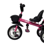 Triciclo para bebé Baby Cam color fucsia con manija de empuje, asiento ergonómico, canastilla y ruedas resistentes para paseos seguros