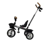 Triciclo para bebé Baby Cam color gris con manija de empuje, asiento ergonómico, canastilla y ruedas resistentes para paseos seguros