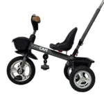 Triciclo para bebé Baby Cam color gris con manija de empuje, asiento ergonómico, canastilla y ruedas resistentes para paseos seguros