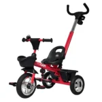 Triciclo para bebé Baby Cam color rojo con manija de empuje, asiento ergonómico, canastilla y ruedas resistentes para paseos seguros