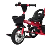 Triciclo para bebé Baby Cam color rojo con manija de empuje, asiento ergonómico, canastilla y ruedas resistentes para paseos seguros