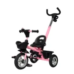 Triciclo para bebé Baby Cam color rosado con manija de empuje, asiento ergonómico, canastilla y ruedas resistentes para paseos seguros