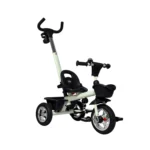 Triciclo para bebé Baby Cam color verde con manija de empuje, asiento ergonómico, canastilla y ruedas resistentes para paseos seguros