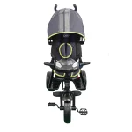 Triciclo para bebé modelo ford color gris con capota, asiento acolchado y manija de empuje, disponible en Cleekid