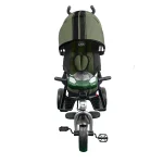 Triciclo para bebé modelo ford color verde con capota, asiento acolchado y manija de empuje, disponible en Cleekid