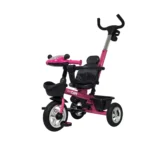 Triciclo para bebé color fucsia Baby Cam con manija de empuje, asiento acolchado y ruedas resistentes, ideal para paseos seguros