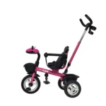Triciclo para bebé color fucsia Baby Cam con manija de empuje, asiento acolchado y ruedas resistentes, ideal para paseos seguros