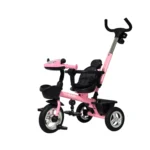 Triciclo para bebé color rosado Baby Cam con manija de empuje, asiento acolchado y ruedas resistentes, ideal para paseos seguros