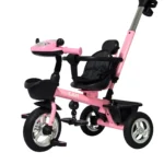 Triciclo para bebé color rosado Baby Cam con manija de empuje, asiento acolchado y ruedas resistentes, ideal para paseos seguros