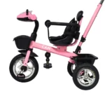 Triciclo para bebé color rosado Baby Cam con manija de empuje, asiento acolchado y ruedas resistentes, ideal para paseos seguros