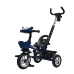 Triciclo saibot para bebé Baby Cam color azul, manija de empuje, asiento ergonómico y ruedas estables para paseos seguros.