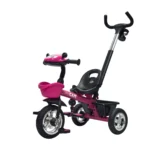 Triciclo saibot para bebé Baby Cam color fucsia, manija de empuje, asiento ergonómico y ruedas estables para paseos seguros.