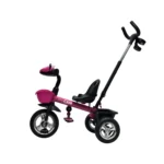 Triciclo saibot para bebé Baby Cam color fucsia, manija de empuje, asiento ergonómico y ruedas estables para paseos seguros.