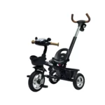 Triciclo saibot para bebé Baby Cam color gris, manija de empuje, asiento ergonómico y ruedas estables para paseos seguros.