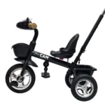 Triciclo saibot para bebé Baby Cam color gris, manija de empuje, asiento ergonómico y ruedas estables para paseos seguros.