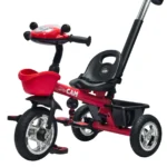 Triciclo saibot para bebé Baby Cam color rojo, manija de empuje, asiento ergonómico y ruedas estables para paseos seguros.