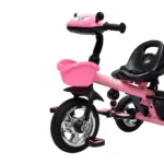 Triciclo saibot para bebé Baby Cam color rosado, manija de empuje, asiento ergonómico y ruedas estables para paseos seguros.