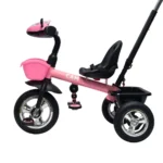 Triciclo saibot para bebé Baby Cam color rosado, manija de empuje, asiento ergonómico y ruedas estables para paseos seguros.