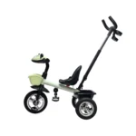 Triciclo saibot para bebé Baby Cam color gris, manija de empuje, asiento ergonómico y ruedas estables para paseos seguros.