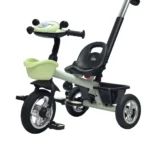 Triciclo saibot para bebé Baby Cam color gris, manija de empuje, asiento ergonómico y ruedas estables para paseos seguros.