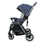 Coche para bebé Beverly Baby Cam color azul con capota amplia, asiento acolchado y ruedas grandes para paseos cómodos y seguros.