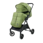 Coche para bebé Génova color verde con capota amplia, asiento acolchado y ruedas estables, ideal para paseos cómodos y seguros