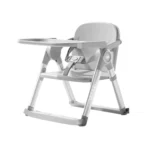 “Silla de comer Sienna Baby Cam color gris con bandeja desmontable, arnés de seguridad y estructura estable para bebé.”