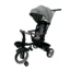 Triciclo Flex Baby Cam gris con capota, manija de empuje, asiento acolchado y canastilla, ideal para paseos seguros del bebé.
