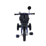 Triciclo para bebé Baby Cam color azul con asiento acolchado, canastilla frontal y ruedas grandes para paseos seguros
